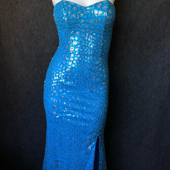 Sean Collection Dresses & Skirts - Sean collection sequin blue prom dress lace back